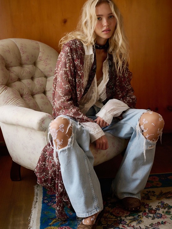 Free People Tops - NWOT Free People High Low Printed Duster- Forever Paisley